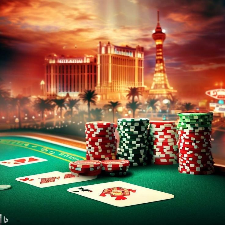 Tampilan meja Caribbean Stud Poker dengan dealer langsung di studio akunbet89